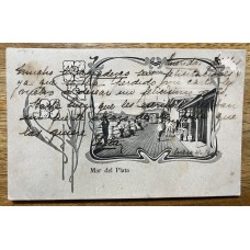 MAR DEL PLATA RAMBLA DE MADERA ANTIGUA TARJETA POSTAL